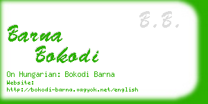 barna bokodi business card